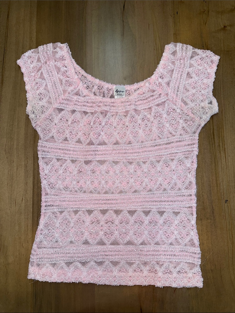 ME Makeover Essentials Crochet Lace Cap Sleeve Top - Light Pink